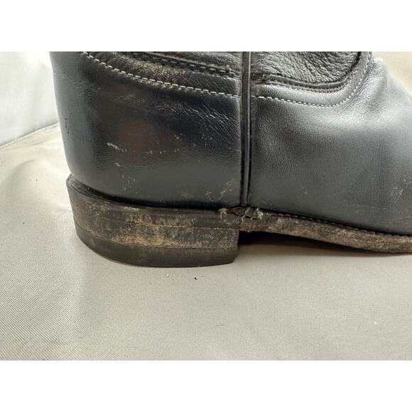 Vintage Justin L 3057 Women's Navy Leather Roper Cowboy Boots Size 6B - Picture 7 of 9